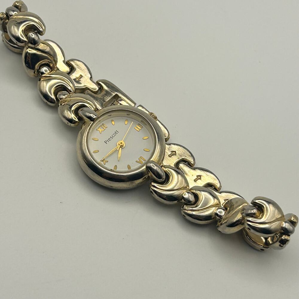 Prescott Women’s Gold Tone Bracelet Roman Numeral Dial Quartz Watch New Battery - Picture 4 of 7